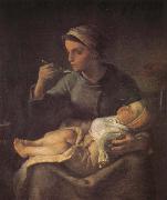 Jean Francois Millet Woman feeding the children oil painting